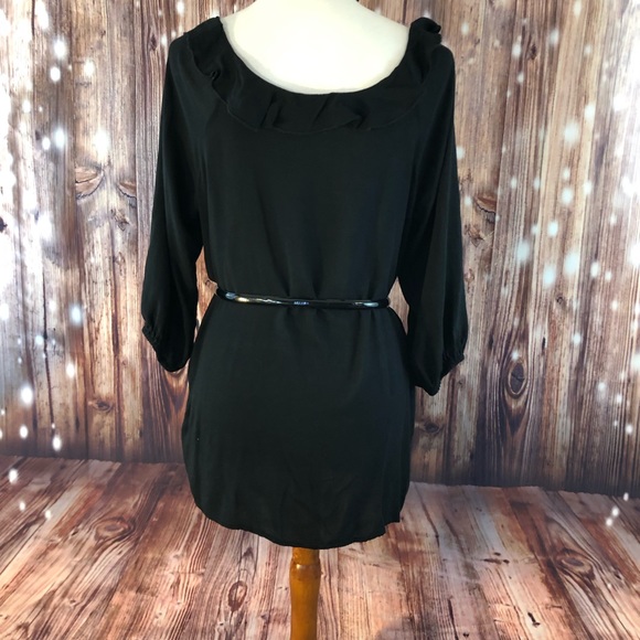 CHELSEA STUDIO Black 3/4 Sleeve Ruffle Neck Top - Picture 6 of 8